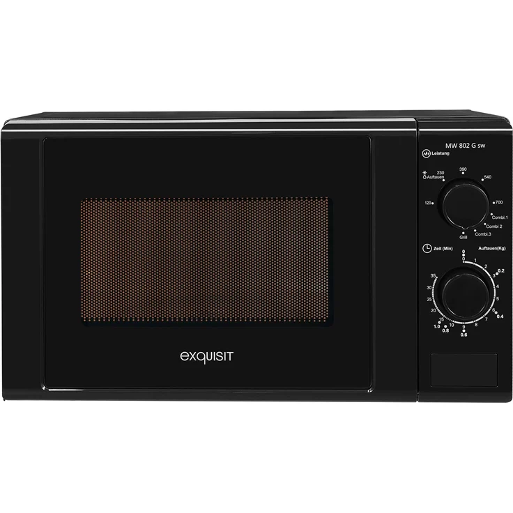 Exquisit MW 802 Gsw Mikrowelle mit Grill, Standgerät, 20 Liter Garraum, 700 Watt, Auftauen, schwarz – Bild 4