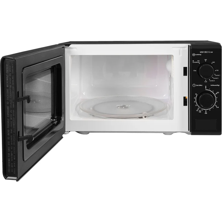 Exquisit MW 802 Gsw Mikrowelle mit Grill, Standgerät, 20 Liter Garraum, 700 Watt, Auftauen, schwarz – Bild 5
