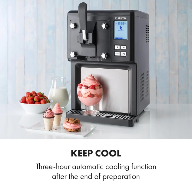 Klarstein Sweet Sundae Eiscrememaschine Kompressor, 200W, 1,5l Fassungsvermögen, Edelstahl schwarz – Bild 6