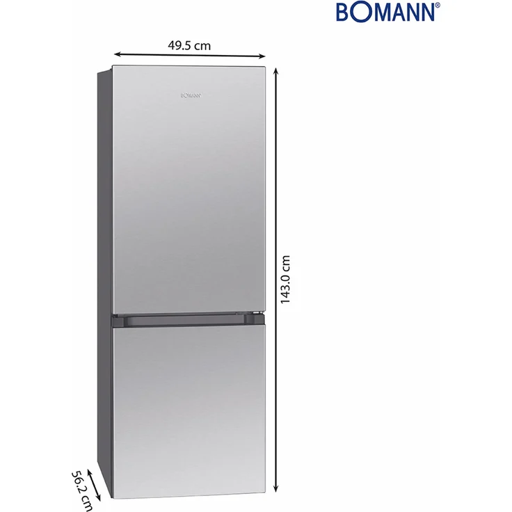 Bomann KG 322.1 ixl Kühl-Gefrierkombination, freistehend, Edelstahloptik, LED, Breite 49.5 cm – Bild 9