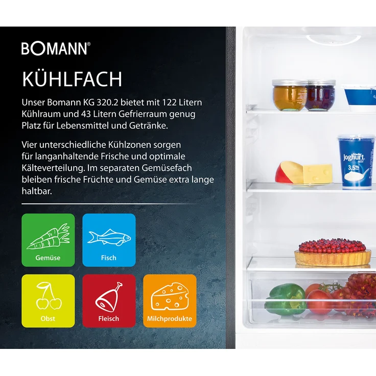 Bomann KG 320.2 Kühl-Gefrierkombination, freistehend, Inoxlook, Lagerzeit bei Störung 8 h – Bild 8