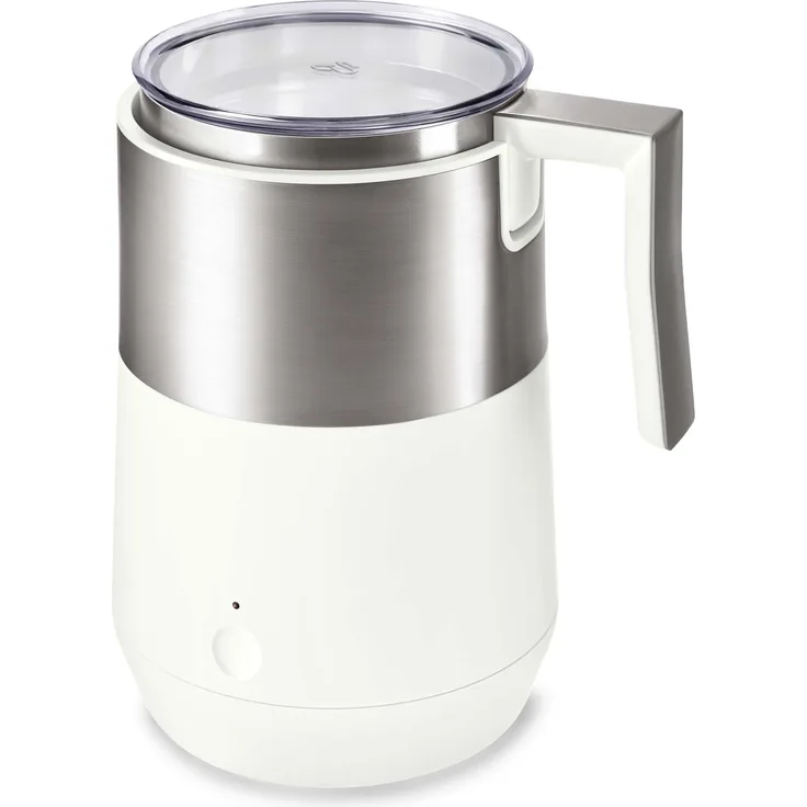 Tchibo Induktions-Milchaufschäumer, Spülmaschinengeeigneter Rührbehälter, Einsatz und Deckel, warmer und kalter Milchschaum, für Latte Macchiato, Cappuccino und Kakao, cremeweiß