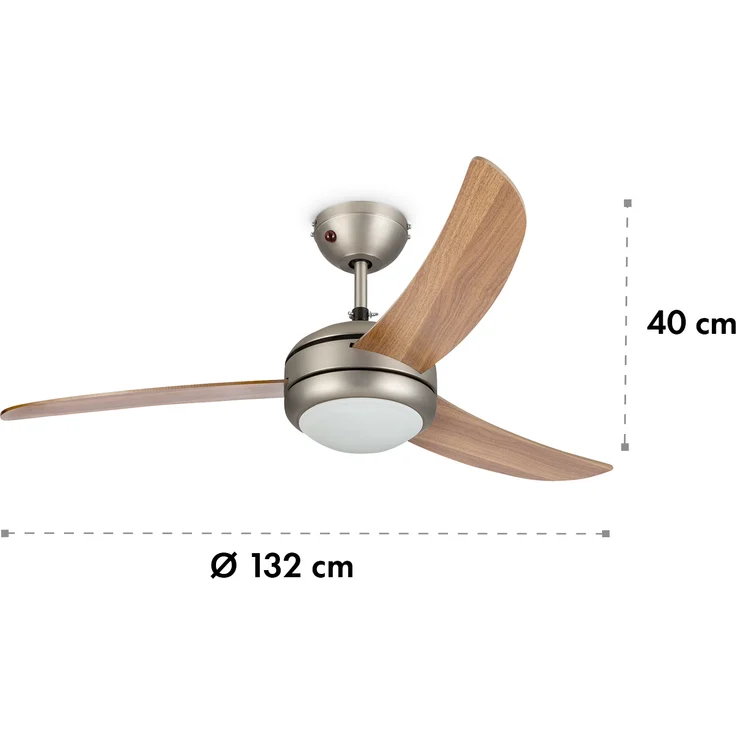 El Paso Deckenventilator | 2-in-1: Ventilator & Deckenlampe | Ø 52 Zoll (132 cm ) | 3 Flügel | 10.344 m³/h | 2 Laufrichtungen | 3 Geschwindigkeiten | 180 U/min | max. 49 dB | Fernbedienung Braun – Bild 7
