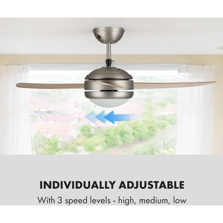 El Paso Deckenventilator | 2-in-1: Ventilator & Deckenlampe | Ø 52 Zoll (132 cm ) | 3 Flügel | 10.344 m³/h | 2 Laufrichtungen | 3 Geschwindigkeiten | 180 U/min | max. 49 dB | Fernbedienung Braun – Bild 5