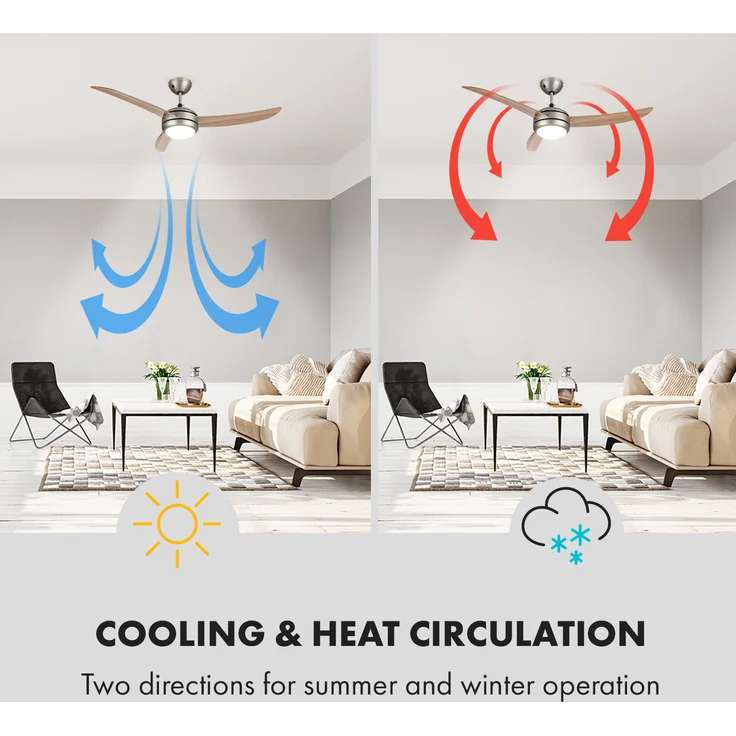 El Paso Deckenventilator | 2-in-1: Ventilator & Deckenlampe | Ø 52 Zoll (132 cm ) | 3 Flügel | 10.344 m³/h | 2 Laufrichtungen | 3 Geschwindigkeiten | 180 U/min | max. 49 dB | Fernbedienung Braun – Bild 4