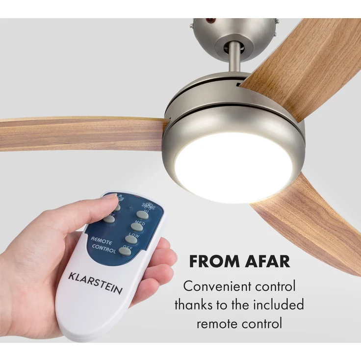 El Paso Deckenventilator | 2-in-1: Ventilator & Deckenlampe | Ø 52 Zoll (132 cm ) | 3 Flügel | 10.344 m³/h | 2 Laufrichtungen | 3 Geschwindigkeiten | 180 U/min | max. 49 dB | Fernbedienung Braun – Bild 3