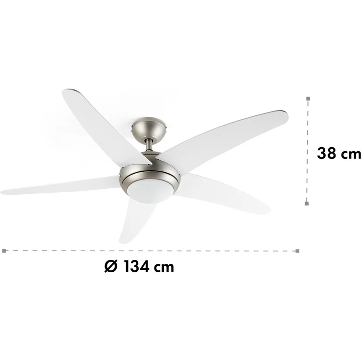 Bolero 2-in-1-Deckenventilator 134cm Leuchte 55W Fernbedienung weiß – Bild 7