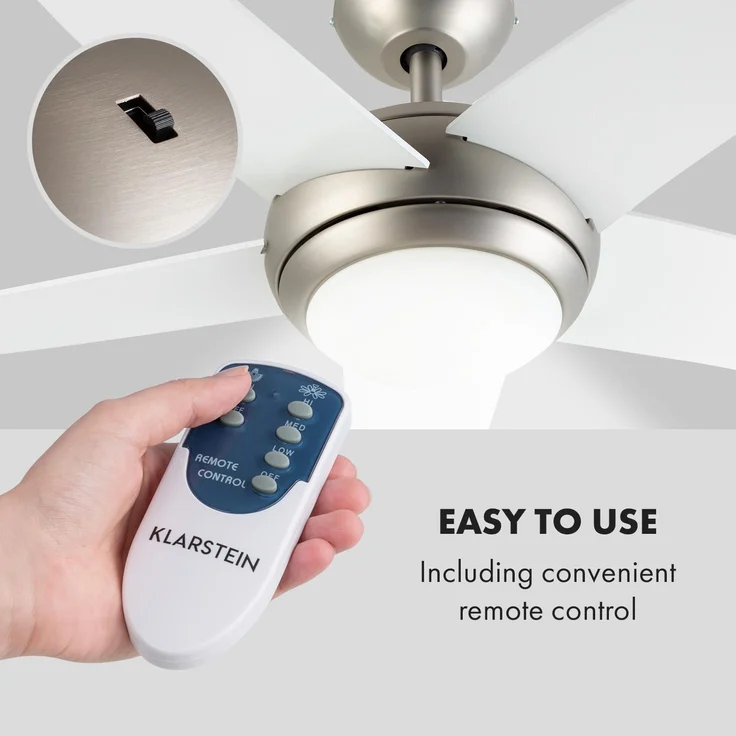 Bolero 2-in-1-Deckenventilator 134cm Leuchte 55W Fernbedienung weiß – Bild 3