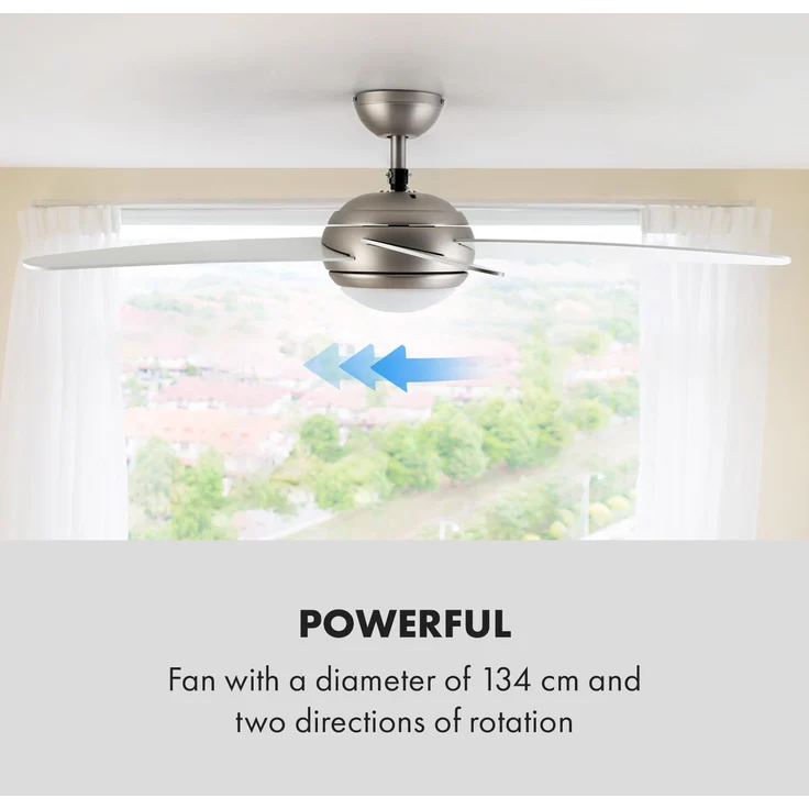 Bolero 2-in-1-Deckenventilator 134cm Leuchte 55W Fernbedienung weiß – Bild 5