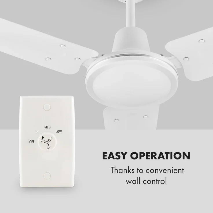 Spin Doctor Deckenventilator | 3 Flügel | Ø 48 Zoll / 122 cm | 9963 m³/h | 56 W | 3 Geschwindigkeiten | Wandsteuerung | Edelstahl weiß – Bild 3