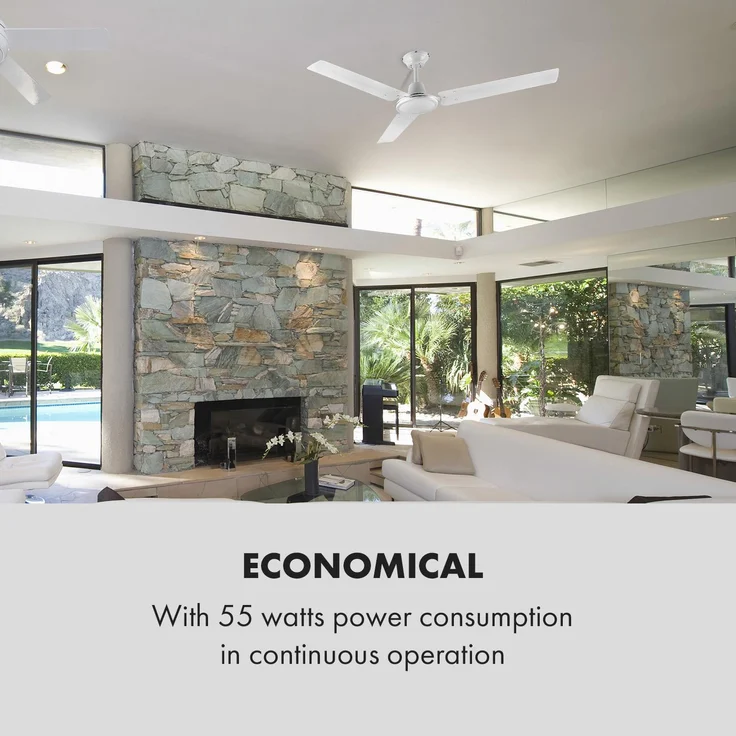 Spin Doctor Deckenventilator | 3 Flügel | Ø 48 Zoll / 122 cm | 9963 m³/h | 56 W | 3 Geschwindigkeiten | Wandsteuerung | Edelstahl weiß – Bild 2