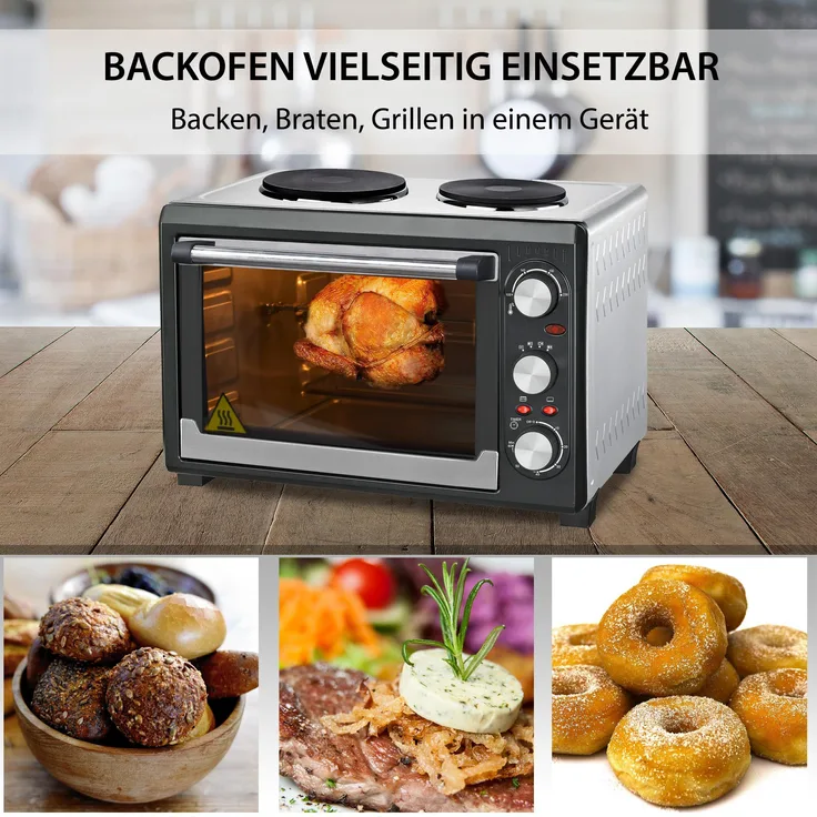 26 Liter Backofen Kleinküche mit 2 Kochplatten