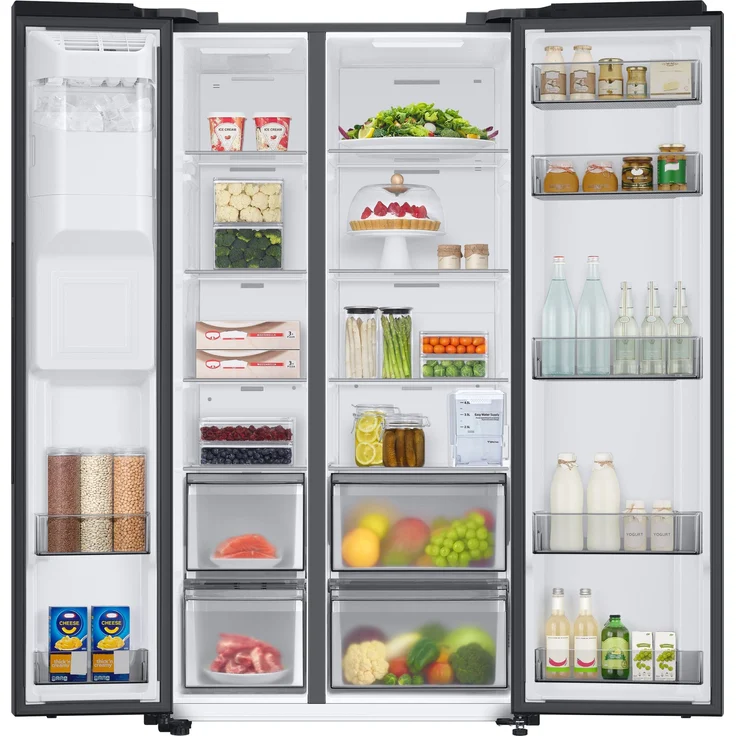 Samsung RS6GA8521B1 EG Side-by-Side-Kühlschrank, freistehend, Premium Black Steel, NoFrost, Wasser- und Eiswürfelspender, Wassertank, Schnellgefrieren, Breite 91.2 cm – Bild 11