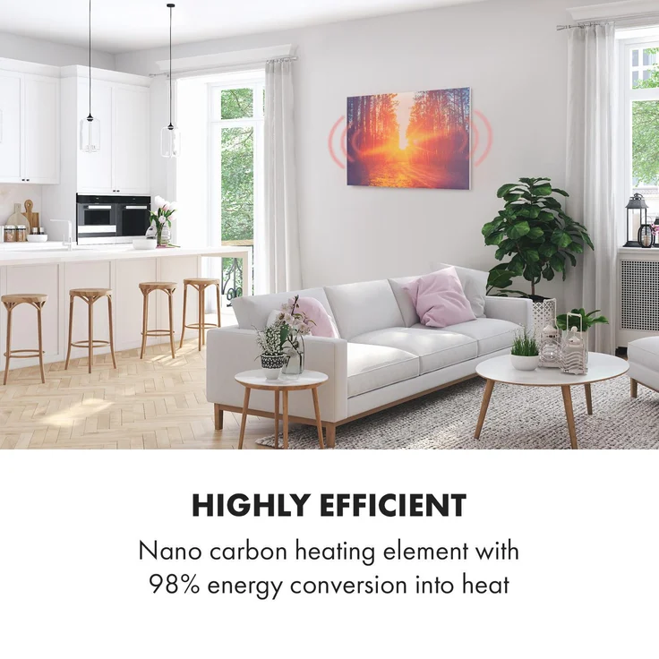 Klarstein Wonderwall Air Art Infinite 580 Infrarotheizung Bild 90x60cm 580W Wand Fernbedienung, Infrarotheizung – Bild 2