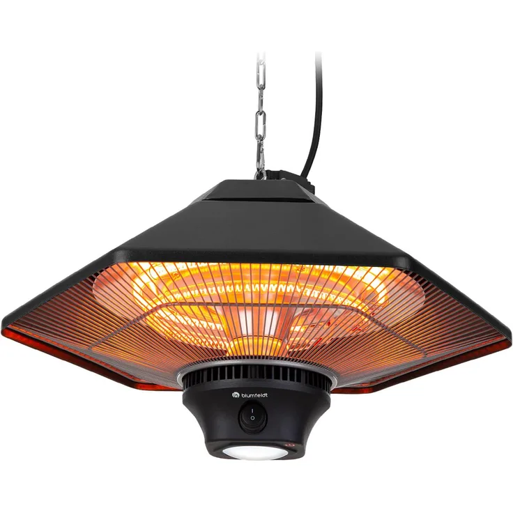 Blumfeldt Heat Hexa Infrarot-Heizstrahler 800-1200-2000W Halogen IP34 LED schwarz, Heizstrahler
