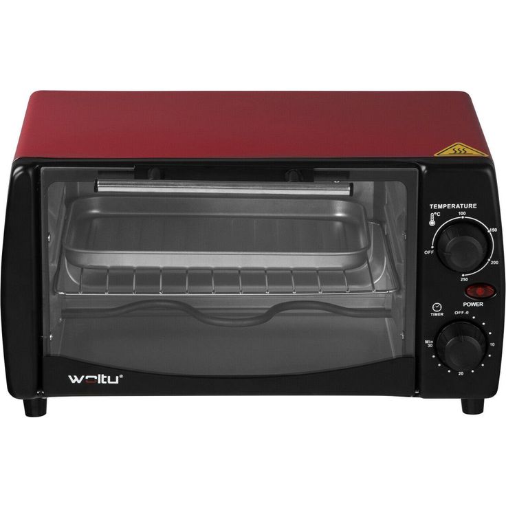Woltu Mini Backofen, mit Backblech, 800 Watt, 12 Liter rot – Bild 2