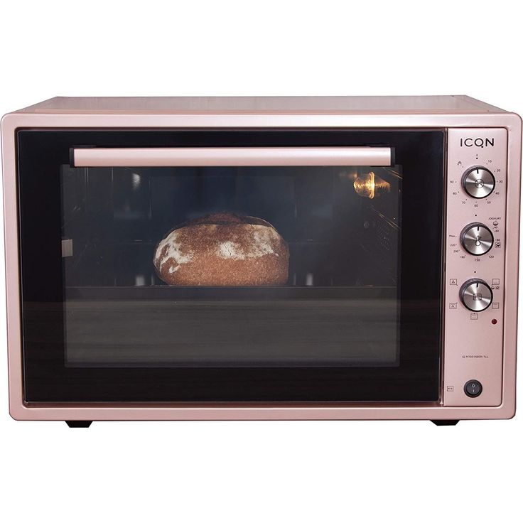 ICQN 70XXL Mini-Öfen, 1800 W, Mini-Backofen, mit Innenbeleuchtung und Umluft, Pizza-Ofen, Doppelverglasung, Drehspieß, Timer Funktion, liert, Inkl. Schürze, Rosé – Bild 2