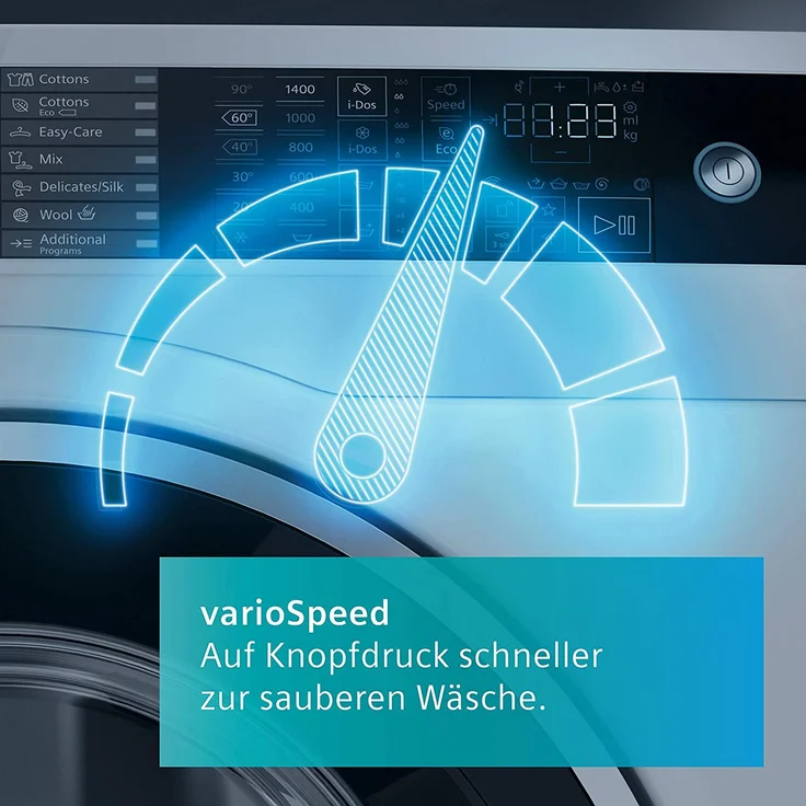 Siemens WM14VMA3, Frontlader-Waschmaschine, A, Fassungsvermögen 9 kg, Standgerät, Breite 59,8 cm, Nachlegefunktion, iQdrive – Bild 4