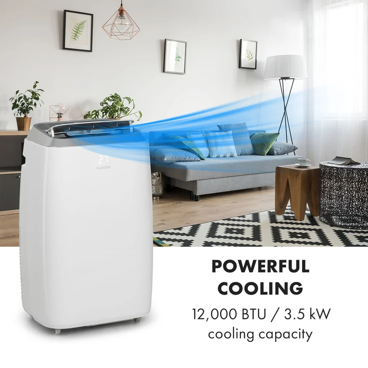 Klarstein 10034645 Iceblock Prosmart 12 mobile Klimaanlage 12.000 BTU-3,5 kW Luftdurchsatz 340 m³-h max. App-Control weiß 12.000 BTU – Bild 4