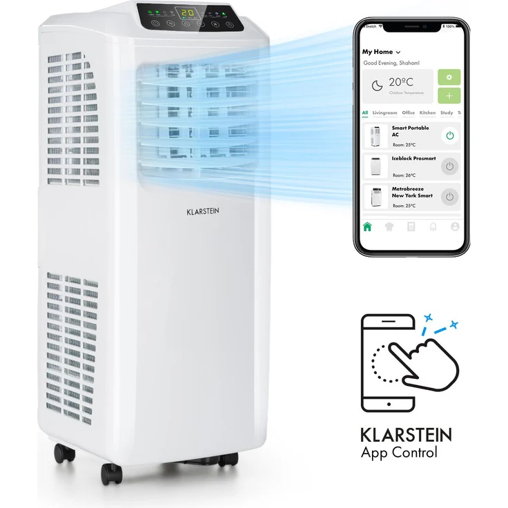 Klarstein 10035805 Pure Blizzard Smart 7k mobile Klimaanlage 7000 BTU-2,1 kW EEC A Fernbedienung Weiß – Bild 1