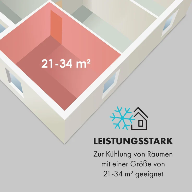Klarstein 10035805 Pure Blizzard Smart 7k mobile Klimaanlage 7000 BTU-2,1 kW EEC A Fernbedienung Weiß – Bild 5