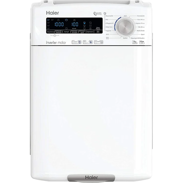 Haier RTXSGQ 48 TMSCRE 84, Toplader-Waschmaschine, B, Fassungsvermögen 8 kg, Standgerät, Dampf-Funktion, Inverter-Motor – Bild 3