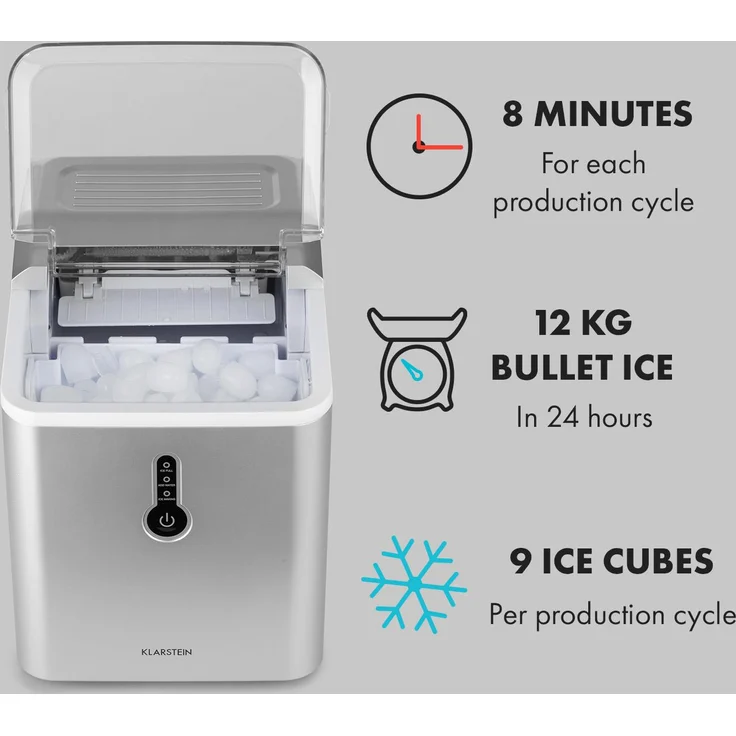 Klarstein Chillout Eiswürfelmaschine Bulleteis 12kg/24h Wassertank: 1,5 l – Bild 4