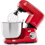 Klarstein Bella Robusta Metal Küchenmaschine 1.200 W 6 Stufen 5,5 Liter, rot