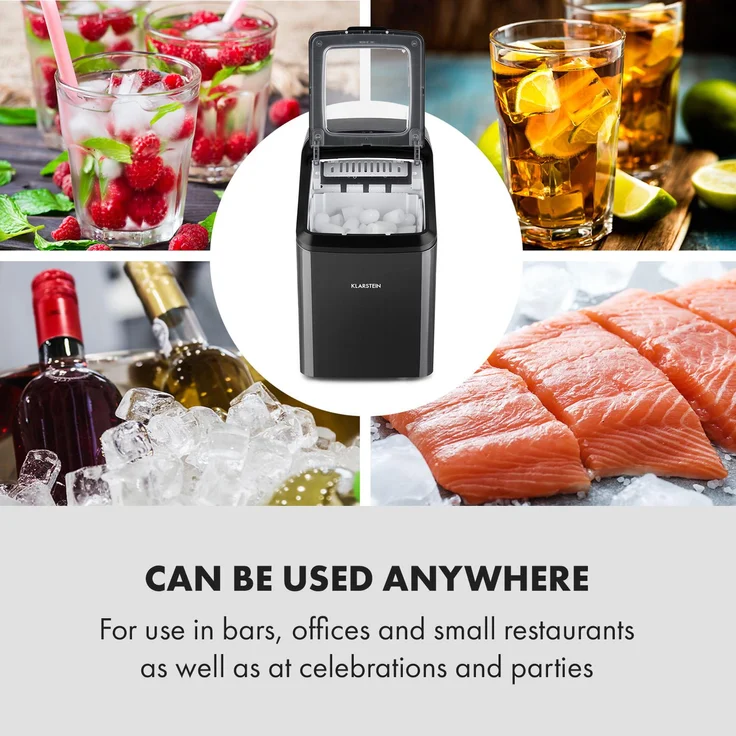 Klarstein Partytime Eiswürfelmaschine Klareis 15kg-24h Edelstahl, schwarz – Bild 3