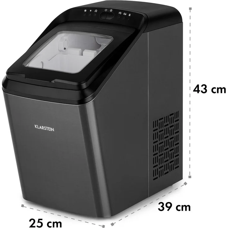 Klarstein Partytime Eiswürfelmaschine Klareis 15kg-24h Edelstahl, schwarz – Bild 10