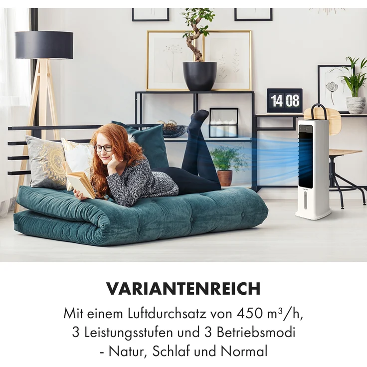 Klarstein 10035818 Skytower 360° Smart Luftkühler 60W 450 m³-h 6 Liter mobil, weiß – Bild 7