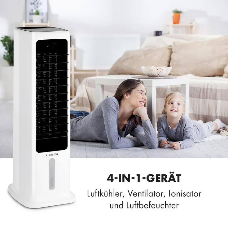 Klarstein 10035818 Skytower 360° Smart Luftkühler 60W 450 m³-h 6 Liter mobil, weiß – Bild 9