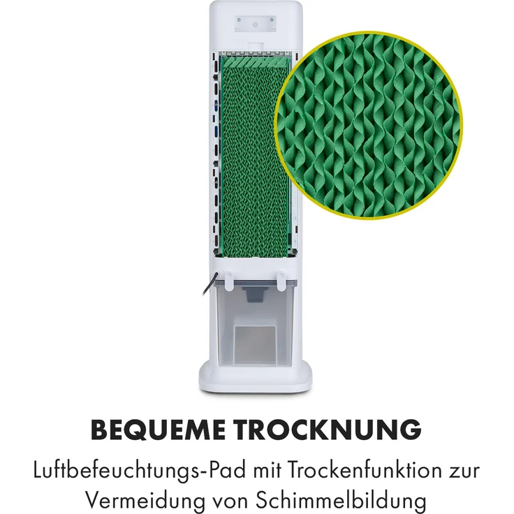 Klarstein 10035818 Skytower 360° Smart Luftkühler 60W 450 m³-h 6 Liter mobil, weiß – Bild 6