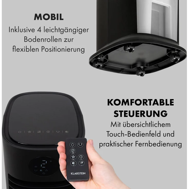 Klarstein 10035817 Skytower Grand Smart Luftkühler 80W 480 m³-h 8 Liter mobil Schwarz - Preisvergleich – Bild 6