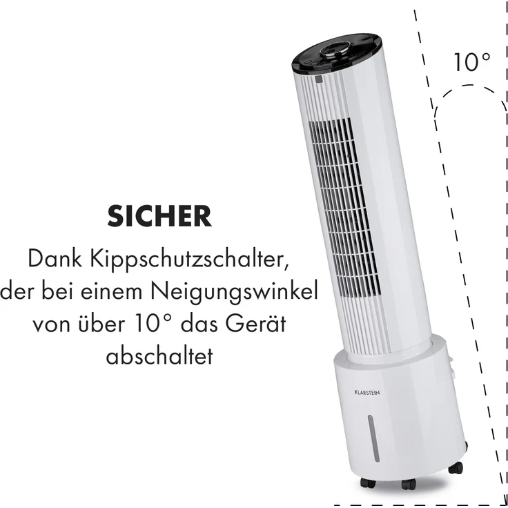 Klarstein 10035833 Waterfall Luftkühler 45 W 4 Liter 2 Kühlakkus mobil weiß – Bild 6