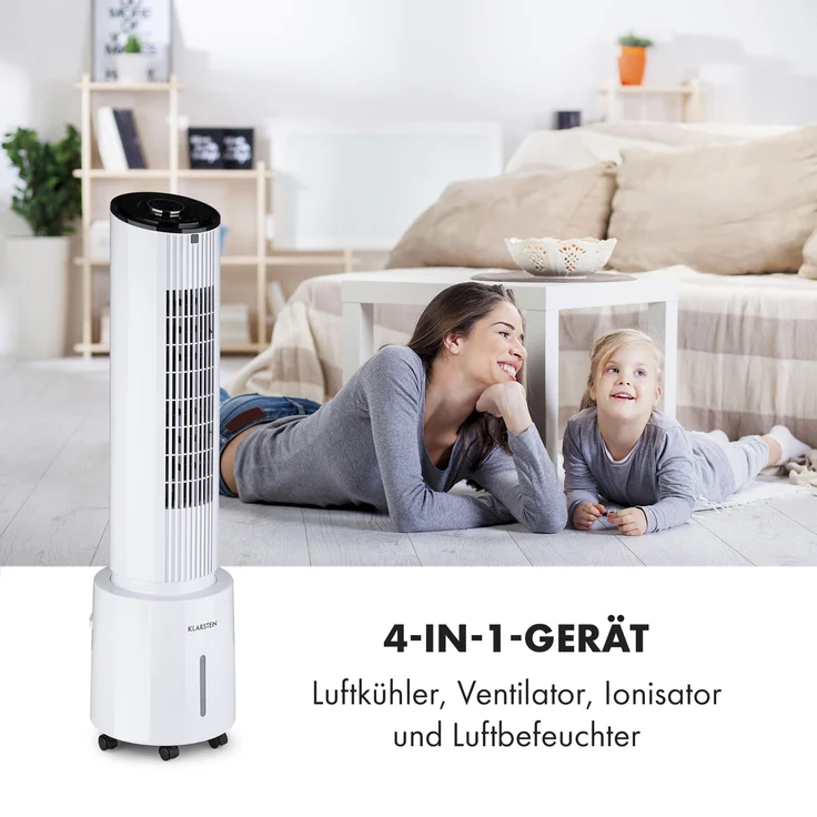 Klarstein 10035833 Waterfall Luftkühler 45 W 4 Liter 2 Kühlakkus mobil weiß – Bild 10