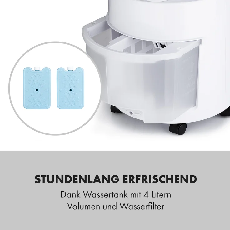 Klarstein 10035833 Waterfall Luftkühler 45 W 4 Liter 2 Kühlakkus mobil weiß – Bild 8
