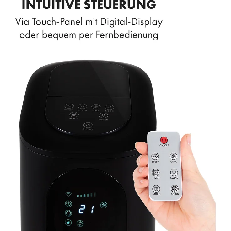 Klarstein 10035831 Polar Tower Smart mobiler Luftkühler 7L 85W Fernbedienung 5x Eispack schwarz – Bild 10