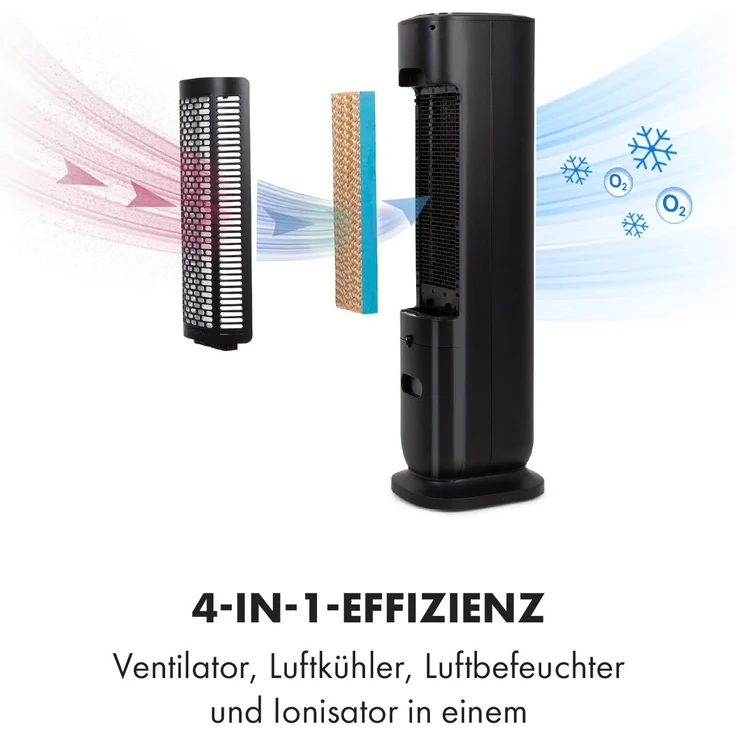 Klarstein 10035831 Polar Tower Smart mobiler Luftkühler 7L 85W Fernbedienung 5x Eispack schwarz – Bild 8
