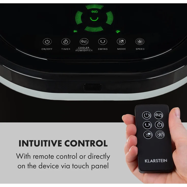 Klarstein 10035785 IceWind Plus mobiler Luftkühler Ventilator Luftbefeuchter Luftreiniger 330 m³-h, 49 Watt , 7 Liter, 4 Geschwindigkeiten, 3 Modi, Oszillation – Bild 7
