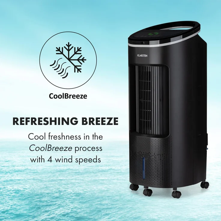 Klarstein 10035785 IceWind Plus mobiler Luftkühler Ventilator Luftbefeuchter Luftreiniger 330 m³-h, 49 Watt , 7 Liter, 4 Geschwindigkeiten, 3 Modi, Oszillation – Bild 4