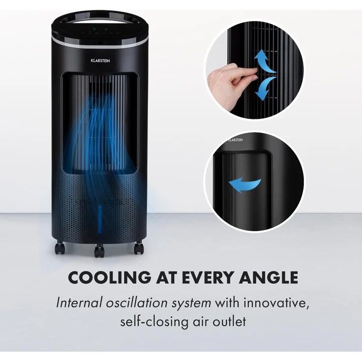 Klarstein 10035785 IceWind Plus mobiler Luftkühler Ventilator Luftbefeuchter Luftreiniger 330 m³-h, 49 Watt , 7 Liter, 4 Geschwindigkeiten, 3 Modi, Oszillation – Bild 2