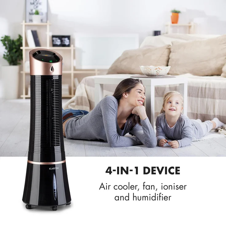 Klarstein 10029328 Skyscraper Ice mobiler Luftkühler Ventilator Luftbefeuchter Luftreiniger 210 m³-h, 6 Liter, 30 Watt, 3 Geschwindigkeiten, Oszillation – Bild 2