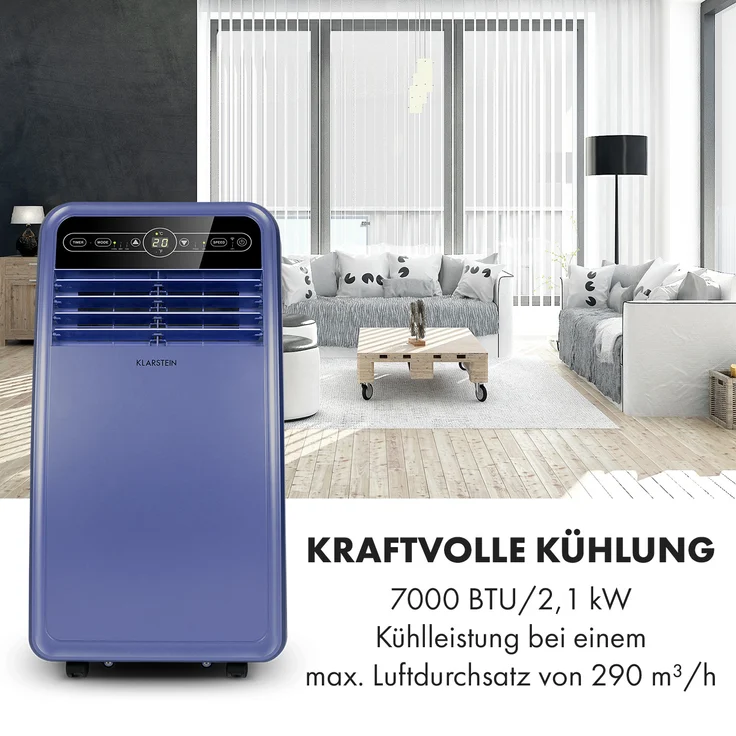 Klarstein 10035799 Metrobreeze New York Smart 7k mobile Klimaanlage 7000 BTU-2,1 kW EEC A Fernbedienung – Bild 4