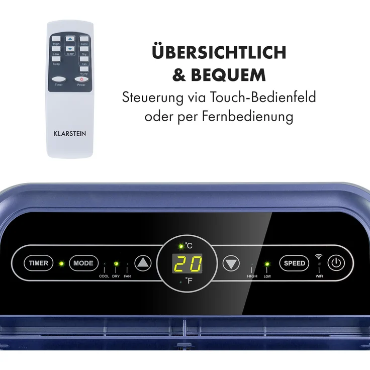 Klarstein 10035799 Metrobreeze New York Smart 7k mobile Klimaanlage 7000 BTU-2,1 kW EEC A Fernbedienung – Bild 8