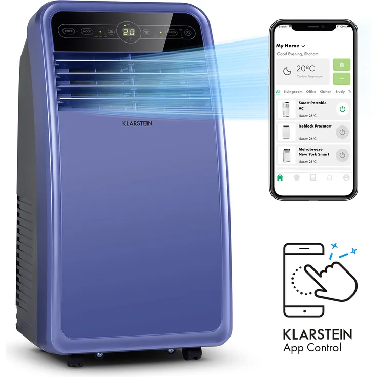 Klarstein 10035799 Metrobreeze New York Smart 7k mobile Klimaanlage 7000 BTU-2,1 kW EEC A Fernbedienung