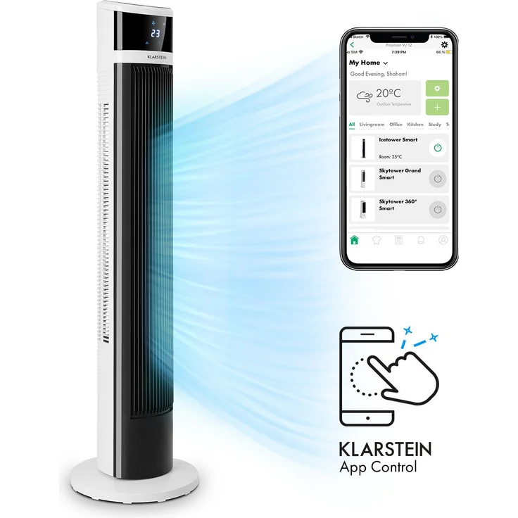 Icetower Smart Standventilator 45 Watt App-Steuerung Schwarz / weiß – Bild 1
