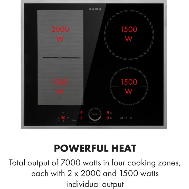 Klarstein Delicatessa 60 Hybrid Prime Einbaukochfeld Induktion 4 Zonen 7000W – Bild 4