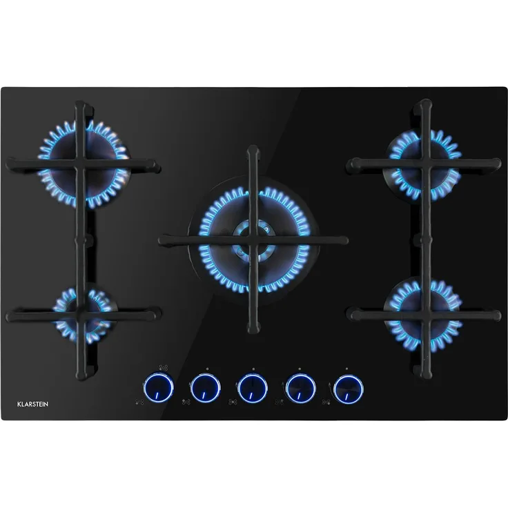 Klarstein Illuminosa 5 Gaskochfeld 5-flammig Sabaf-Brenner Glaskeramik