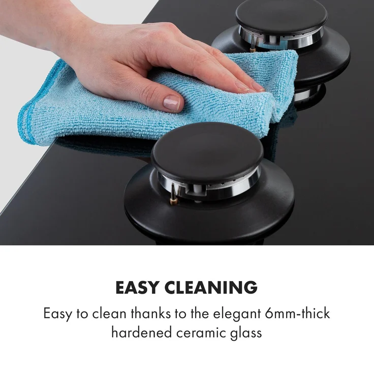 Klarstein Illuminosa 5 Gaskochfeld 5-flammig Sabaf-Brenner Glaskeramik – Bild 9